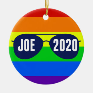 Cool Joe Biden 2020 Rainbow Sunglasses Ceramic Ornament