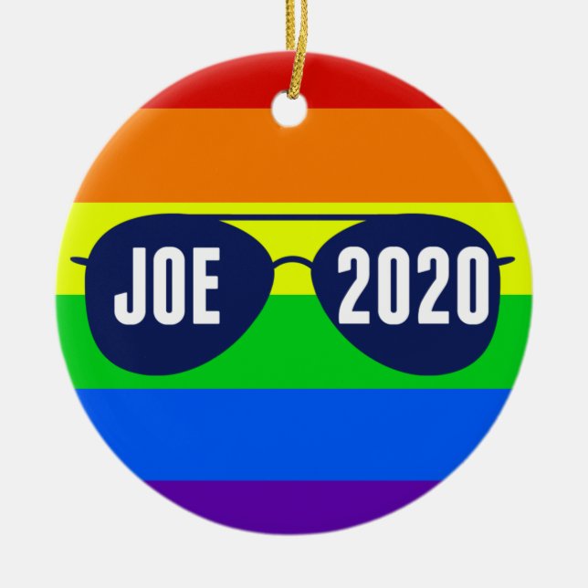 Cool Joe Biden 2020 Rainbow Sunglasses Ceramic Ornament (Front)