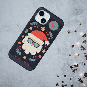 Cool Jolly Santa Claus Monogram Initial iPhone 15 Case