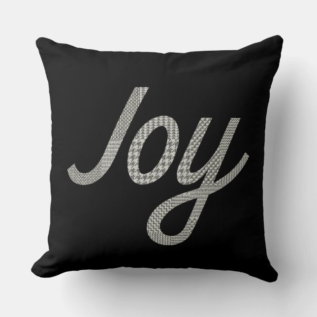 Cool Joy Houndstooth Pattern On Black Cushion (Front)