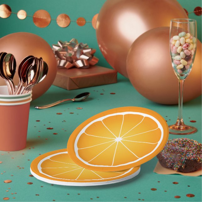 Cool Juicy Orange fruit slice Paper Plate (Multi)