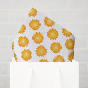 Cool Juicy Orange fruit slices pattern on white Tissue Paper