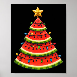 Cool July Summer Xmas Watermelon Christmas Tree  Poster