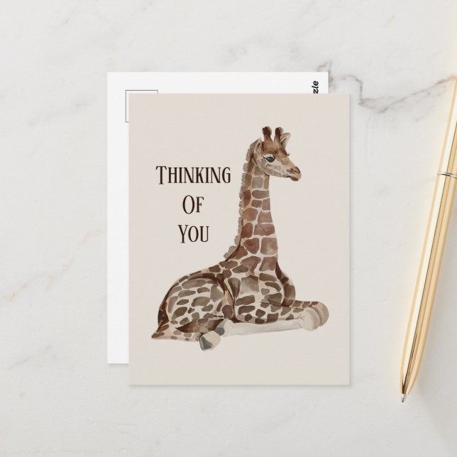 cool jungle giraffe thinking you postcard (Front/Back In Situ)