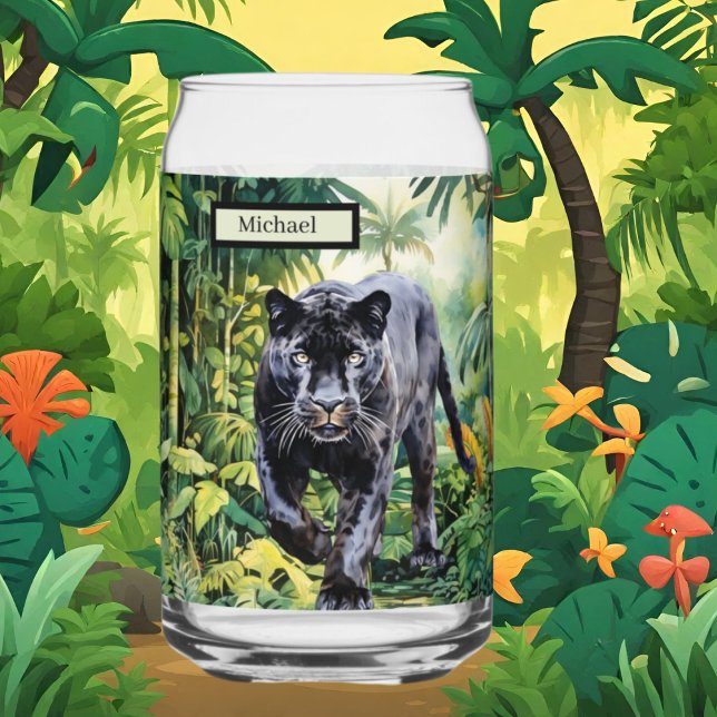 Cool Jungle panther lovers add name Can Glass (Creator Uploaded)