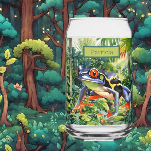 Cool Jungle tree frog lovers add name Can Glass