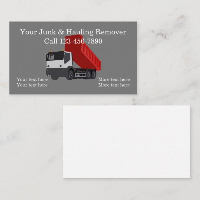 Cool Junk Hauling And Cleanup Business Card (Front/Back)