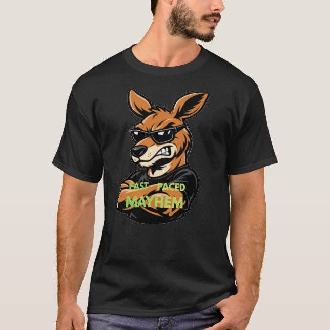 Cool Kangaroo Fast Paced Mayhem Black T-Shirt (Front)