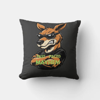 Cool Kangaroo Fast Paced Mayhem Black T-Shirt Cushion