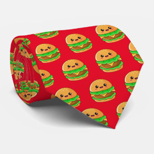 cool Kawaii hamburger tiled pattern Tie
