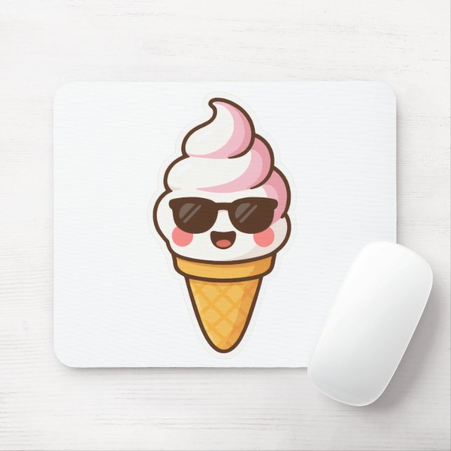 Cool Kawaii Ice Cream Mouse Pad (With Mouse)