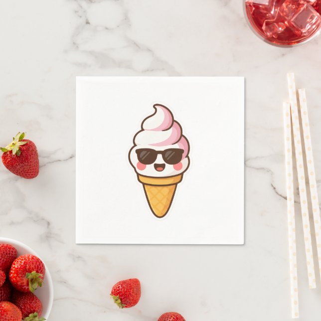 Cool Kawaii Ice Cream Napkin (Insitu)