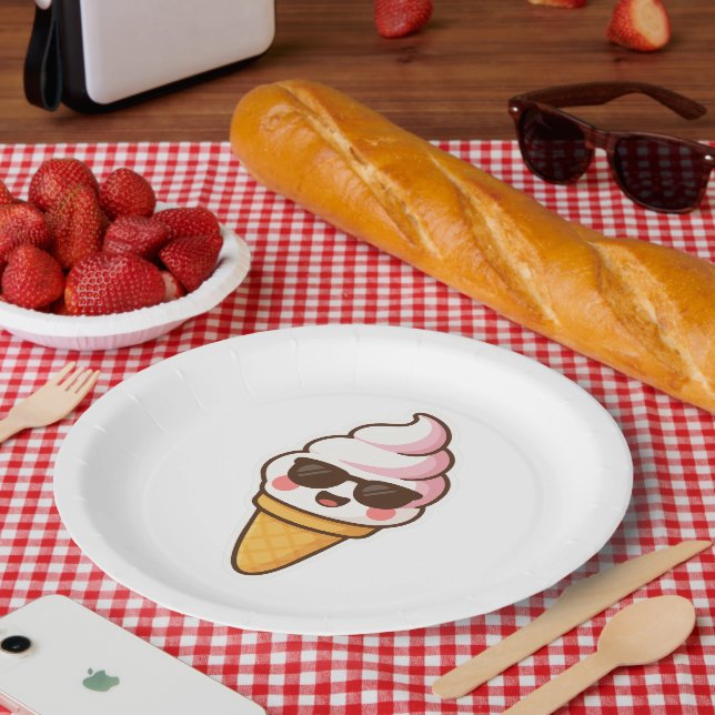 Cool Kawaii Ice Cream Paper Plate (Picnic)
