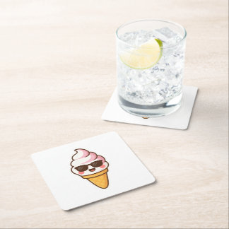 Cool Kawaii Ice Cream Square Paper Coaster