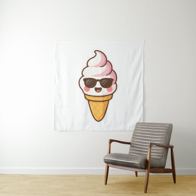 Cool Kawaii Ice Cream Tapestry (In Situ)