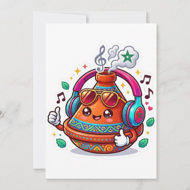 Cool Kawaii Moroccan Tagine Invitation (Front)