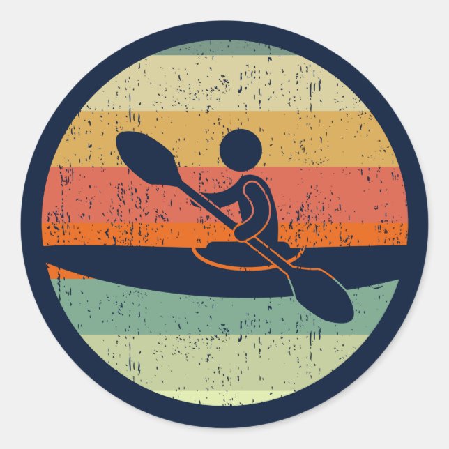 Cool Kayak Sunset Classic Round Sticker (Front)