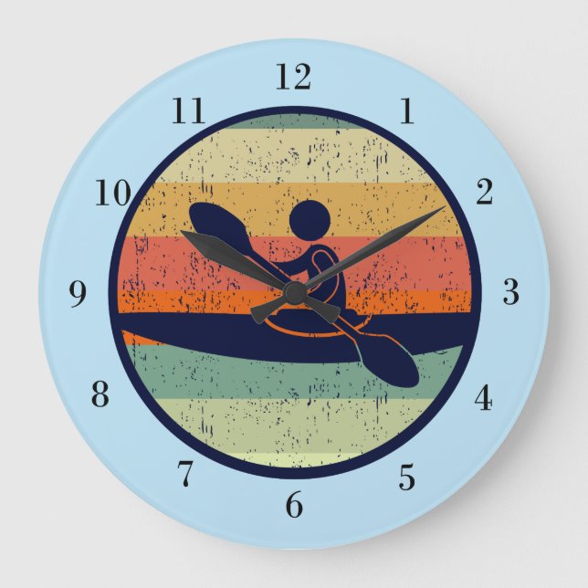 Cool Kayak Sunset Large Clock (Front)