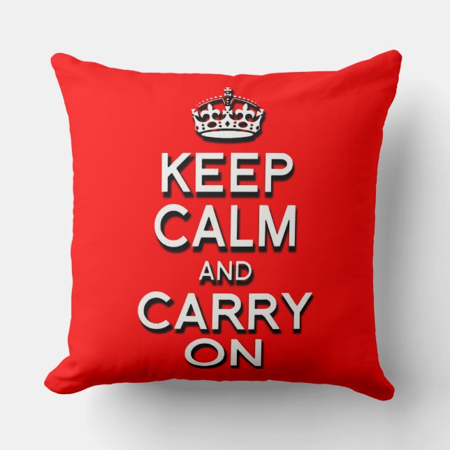 Cool Keep Calm and Carry On Red Cushion (Front)