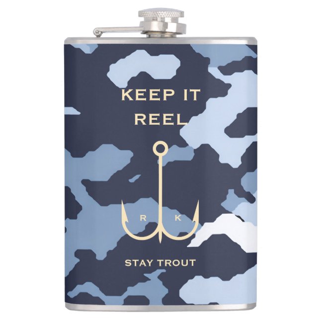 COOL KEEP IT REEL FISHING FATHER'S DAY CAMO HIP FLASK (Front)