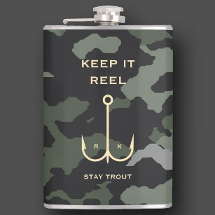 COOL KEEP IT REEL FISHING FATHER'S DAY CAMO HIP FLASK