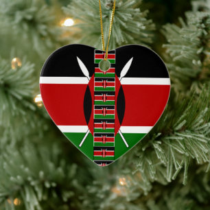Cool Kenyan Lovely Flags Colours Black Red Green  Ceramic Ornament