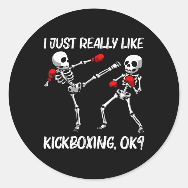 Cool Kickboxing Design For Men Women Kickbox Sport Classic Round Sticker (Front)