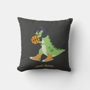 Cool Kids Basketball Dinosaur Throw Pillow