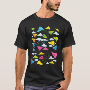 Cool Kids Colourful Paper Plane Funny Origami Airp T-Shirt