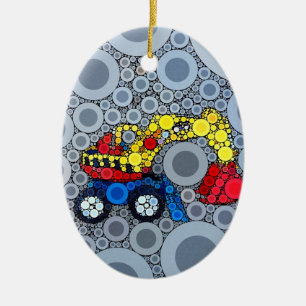 Cool Kids Construction Truck Excavator Digger Ceramic Tree Decoration