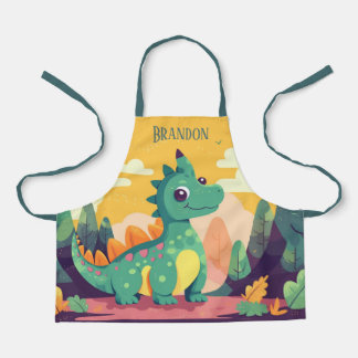 Cool kids dinosaur lovers add name apron