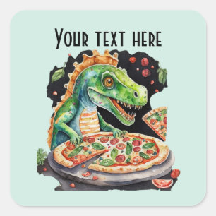 Cool kids dinosaur pizza party add text square sticker
