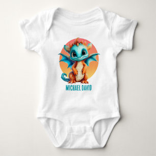 cool kids Dragon lovers add name unisex  Baby Bodysuit