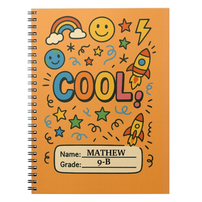 Cool Kids Notebook – Personalized Name & Grade (Front)