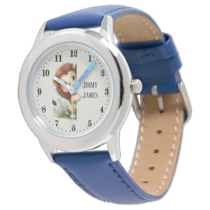 Cool kids peeking lion add name unisex watch