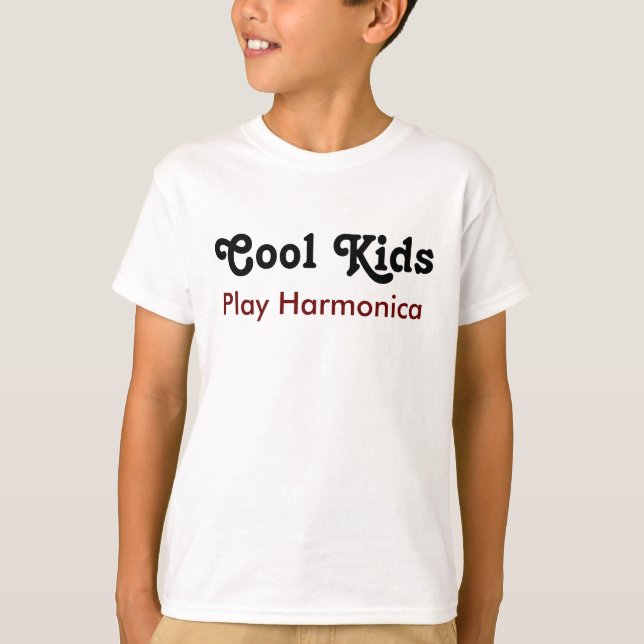 Cool Kids Play Harmonica T-Shirt (Front)
