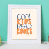 Cool Kids Read Books Blue Orange Typography