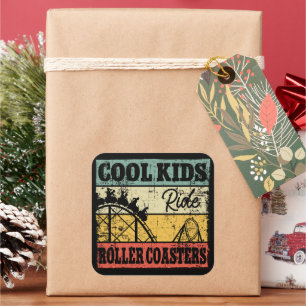 Cool Kids Ride Roller Coasters Funny Coaster Train Square Sticker