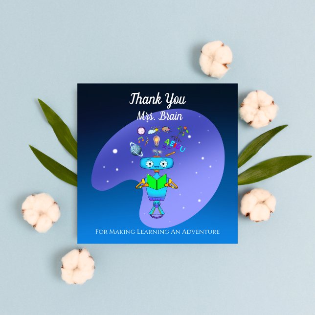 Cool Kids Robot Learning From Reading Thank You  Card (Creator Uploaded)
