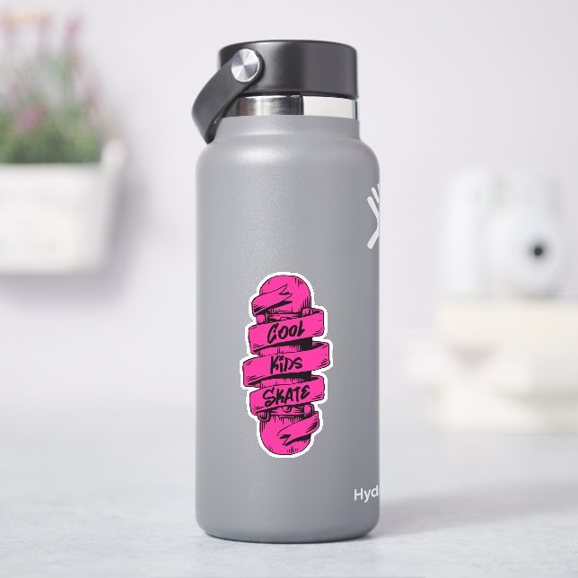 Cool Kids Skate Pink 4" Kiss Cut Vinyl Sticker (HydroFlask)