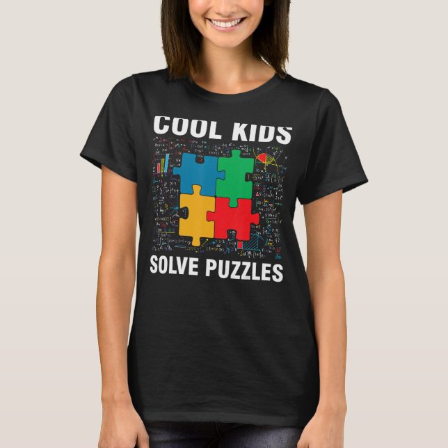 Cool Kids Solve Puzzles Jigsaw Puzzles Math T-Shirt (Front)