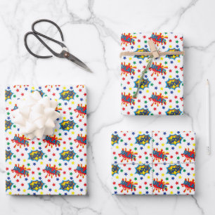 cool kids super hero tiled pattern wrapping paper sheet