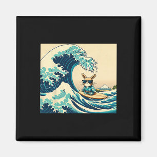 Cool Kimono Surfing Bunny Rabbit - Japanese Great Magnet