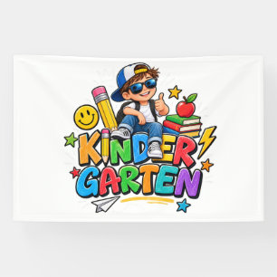 Cool Kindergarten Boy First Day of School Shirt Banner