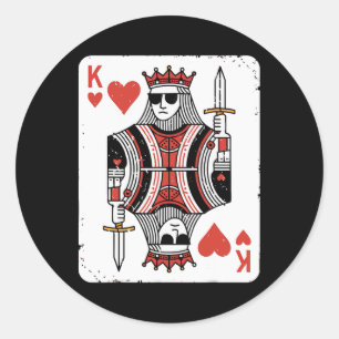 Cool King Of Hearts Valentines Day Playing Card Po Classic Round Sticker