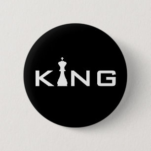 Cool King Typography Chess Player 6 Cm Round Badge