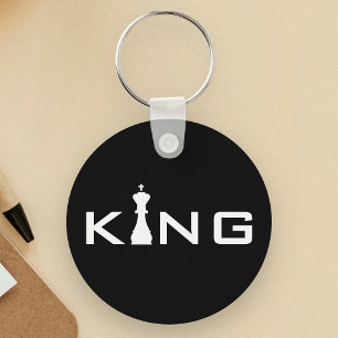 Cool King Typography Chess Player Key Ring