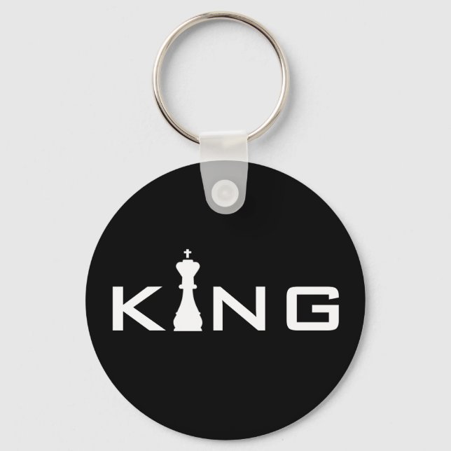 Cool King Typography Chess Player Key Ring (Front)