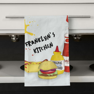 Cool Kitchen BBQ Personalised Tea Towel