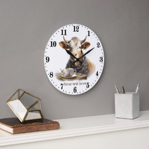 cool kitchen or office coffee cow  large clock